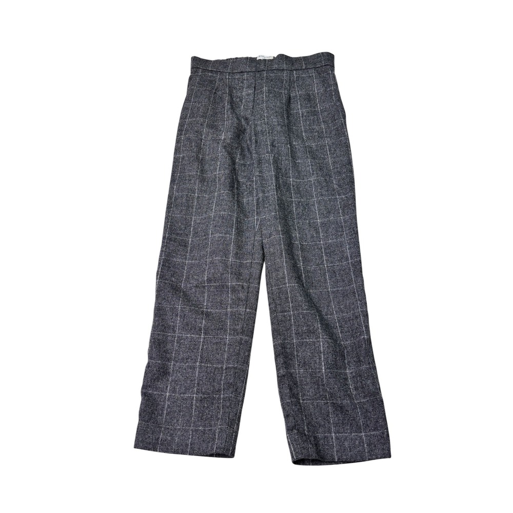 Babaton Atelier Wool Cashmere Windowpane Plaid Trousers Grey Womens Size 0 35X22